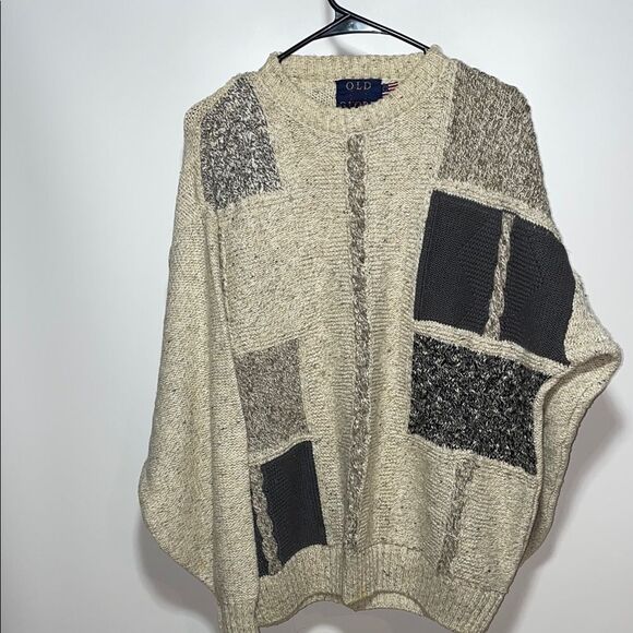 Old Glory Beige and Gray Patchwork Sweater - Picture 1 of 8